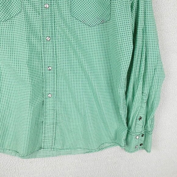 Cinch Shirt Mens Extra Large Green Geometric Pearl Snap Western Cowboy Colorful - Picture 3 of 9